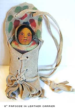 8" papoose in leather carrier